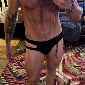 Men sexy speedo with cut out on the hip black